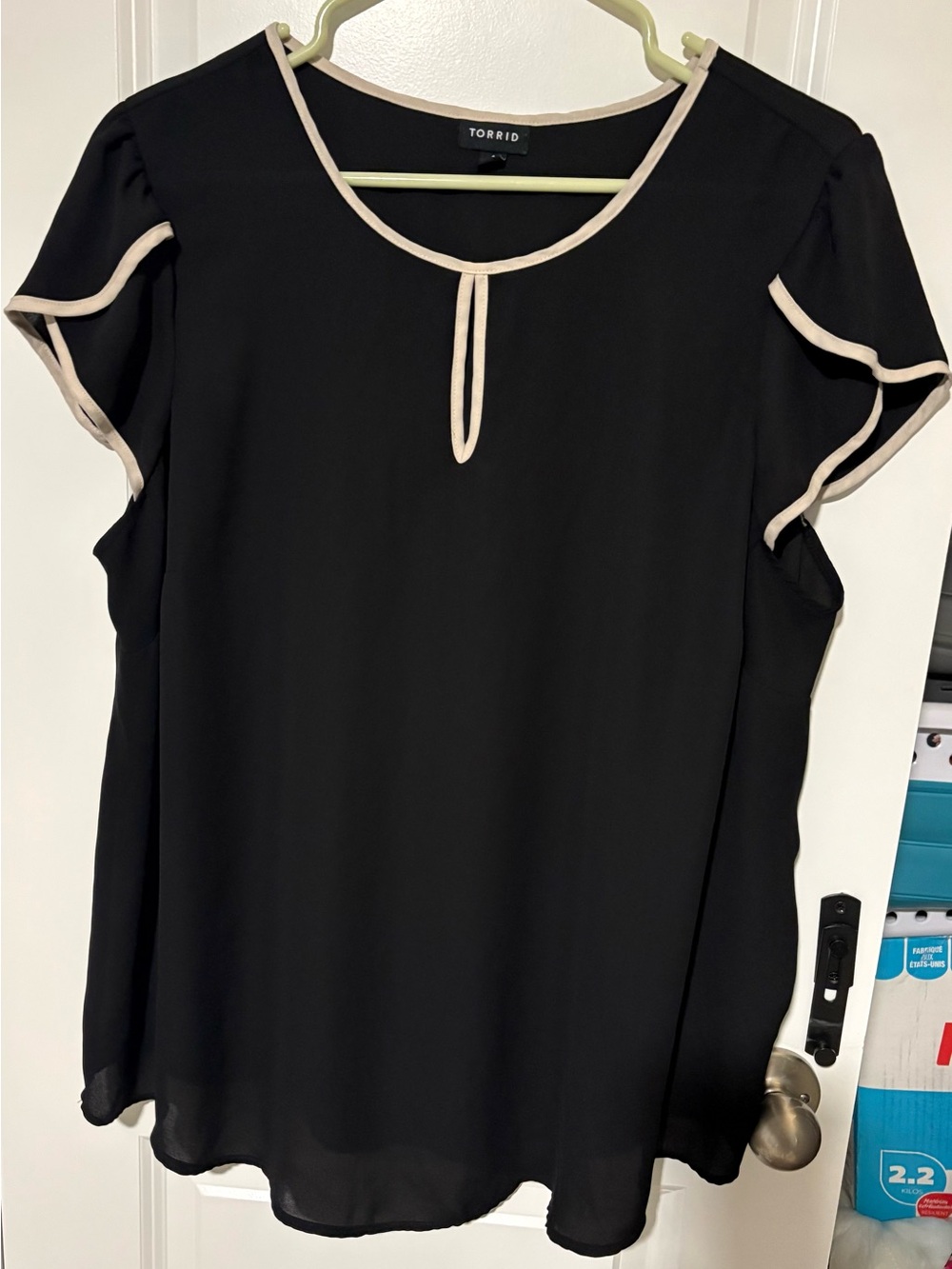 torrid Black Blouse with Cream Trim